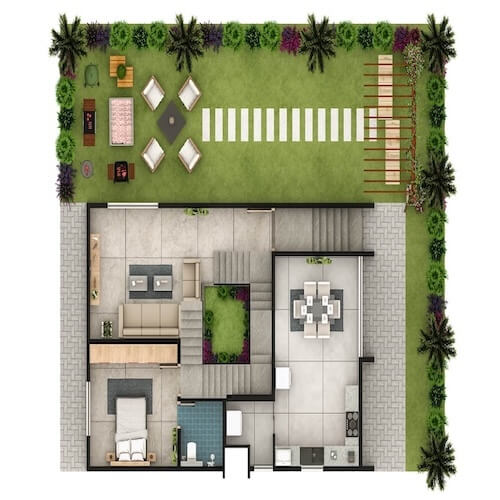 East Facing Villa - Backyard & Side